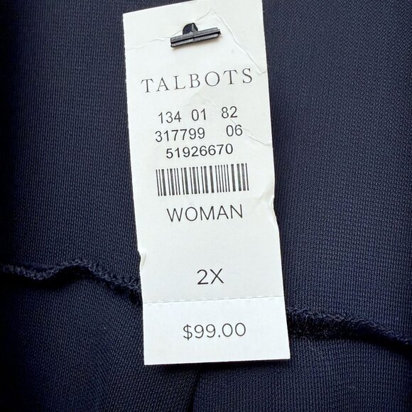 TALBOTS Slinky Cardigan Plus Size 2X Navy Blue Open Front Stretch Jersey NWT - Picture 7 of 10